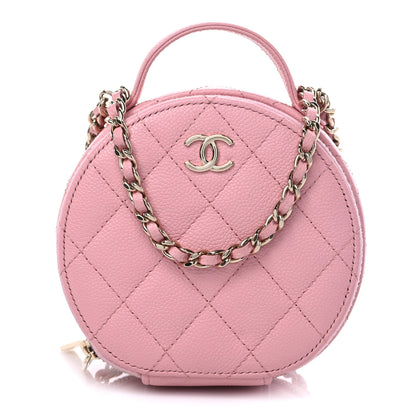 Chanel Caviar Quilted Round Handle With Care Vanity With Chain Pink 1 of 11
