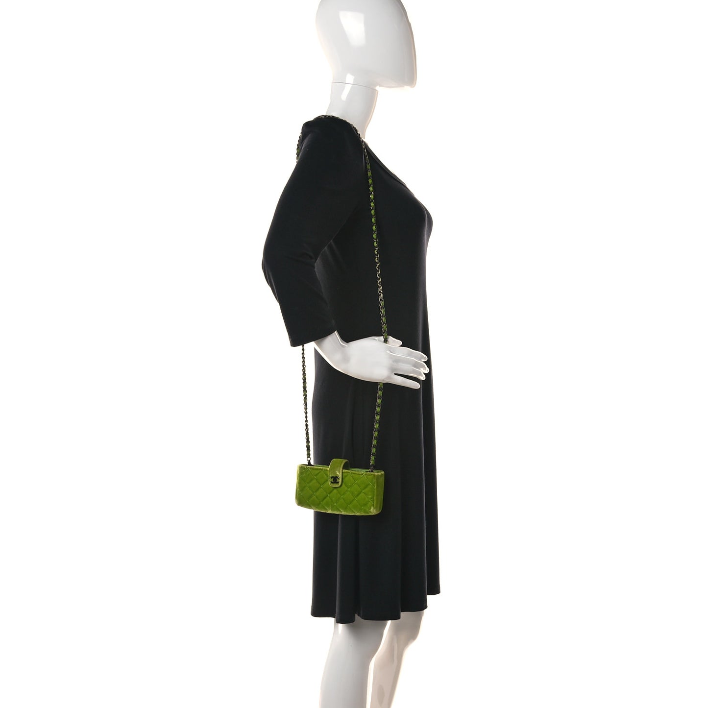 Velvet Quilted Mini Phone Holder Crossbody Bag Green