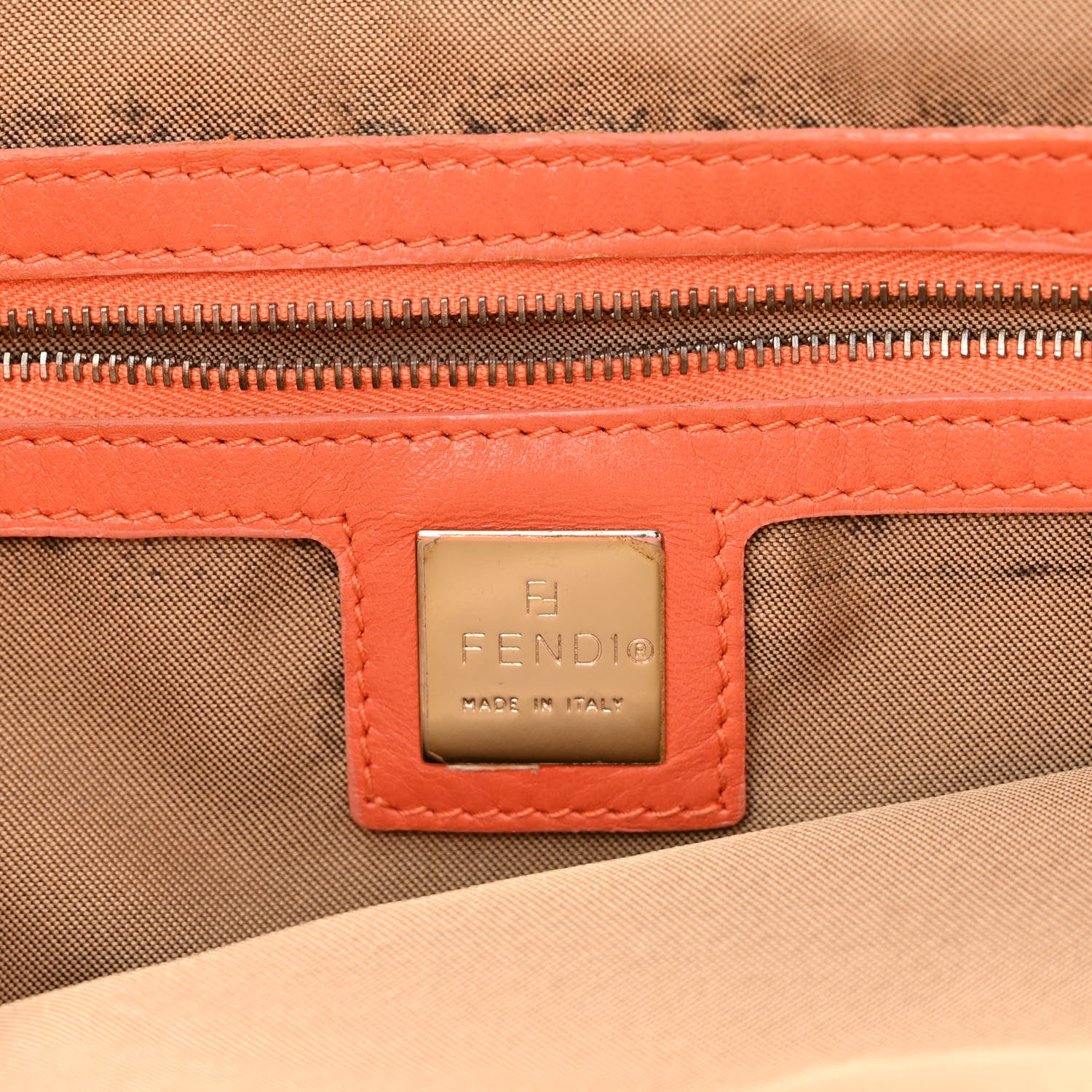 Fendi Woven Straw Raffia Roll Tote Orange Multicolor 6 of 16