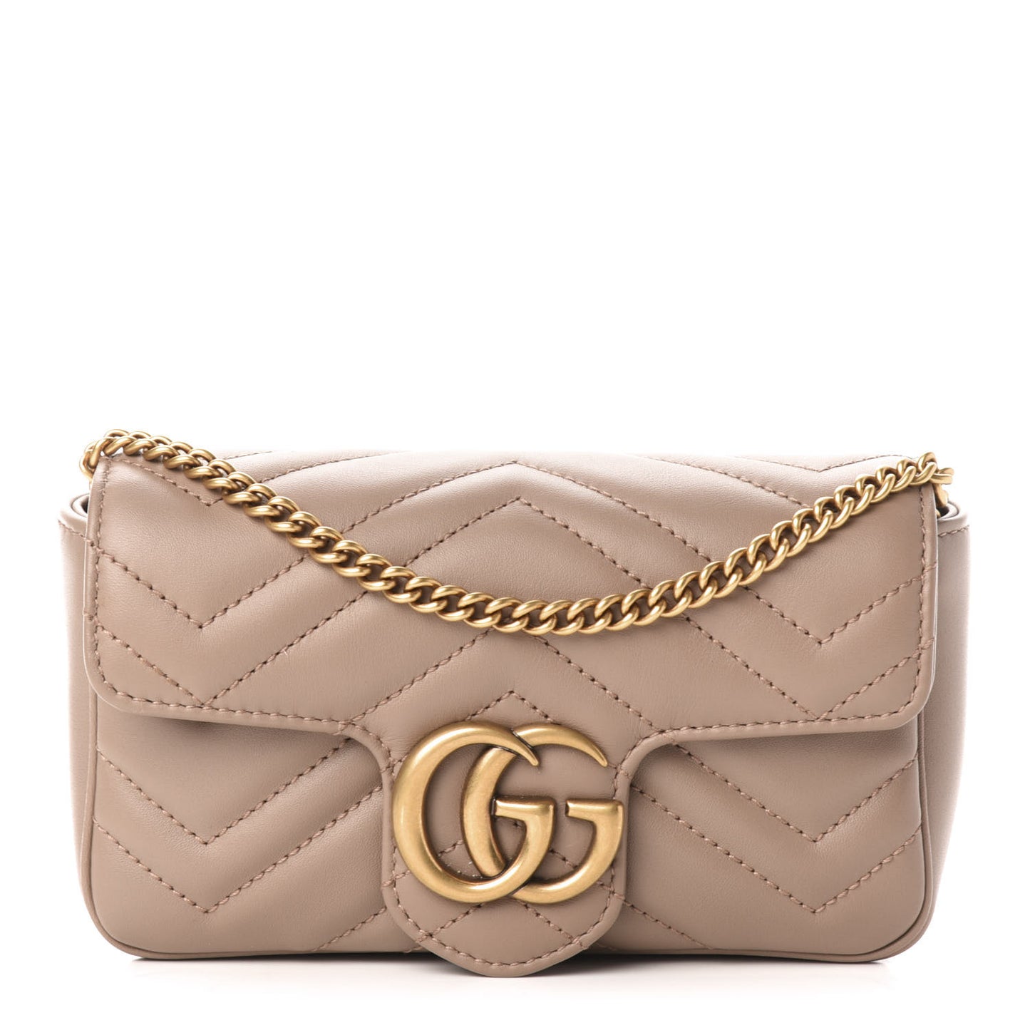 Calfskin Matelasse Super Mini GG Marmont Shoulder Bag Porcelain Rose