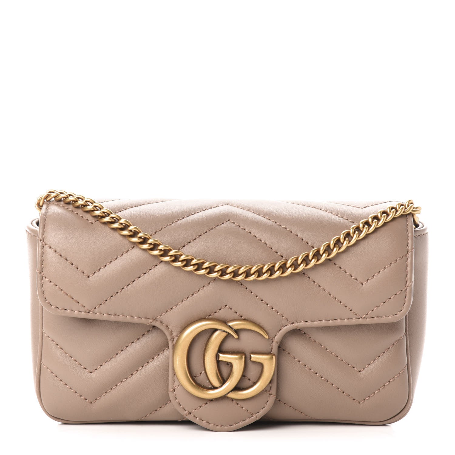 Gucci Calfskin Matelasse Super Mini GG Marmont Shoulder Bag Porcelain Rose 1 of 11