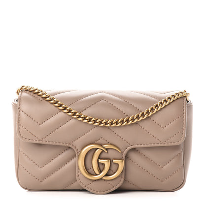 Gucci Calfskin Matelasse Super Mini GG Marmont Shoulder Bag Porcelain Rose 1 of 11