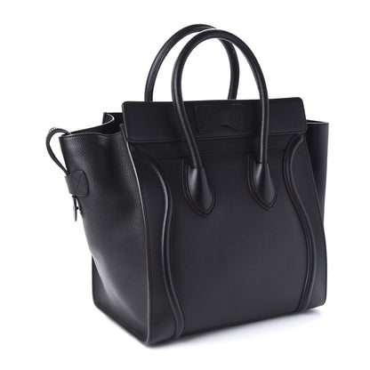 Celine Drummed Calfskin Mini Luggage Black 3 of 10