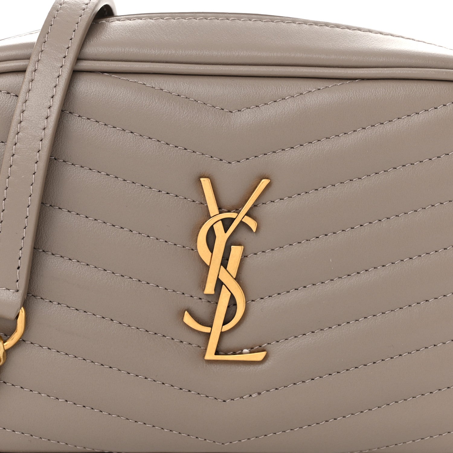 Saint Laurent Calfskin Matelasse Monogram Mini Lou Camera Bag Taupe 8 of 11