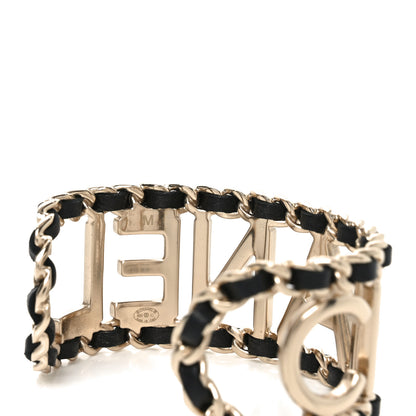 Chanel Lambskin Vintage Allure Cuff Bracelet M Black Gold 4 of 5