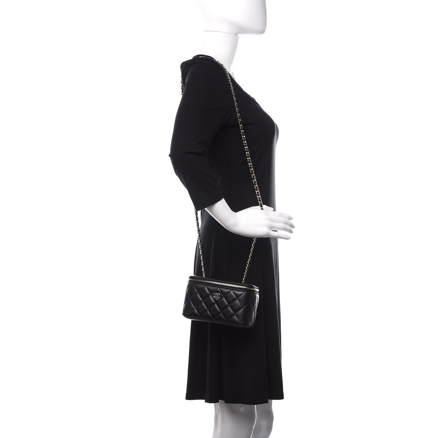 Chanel Lambskin Quilted Small Vanity Case With Chain Black 2 of 11