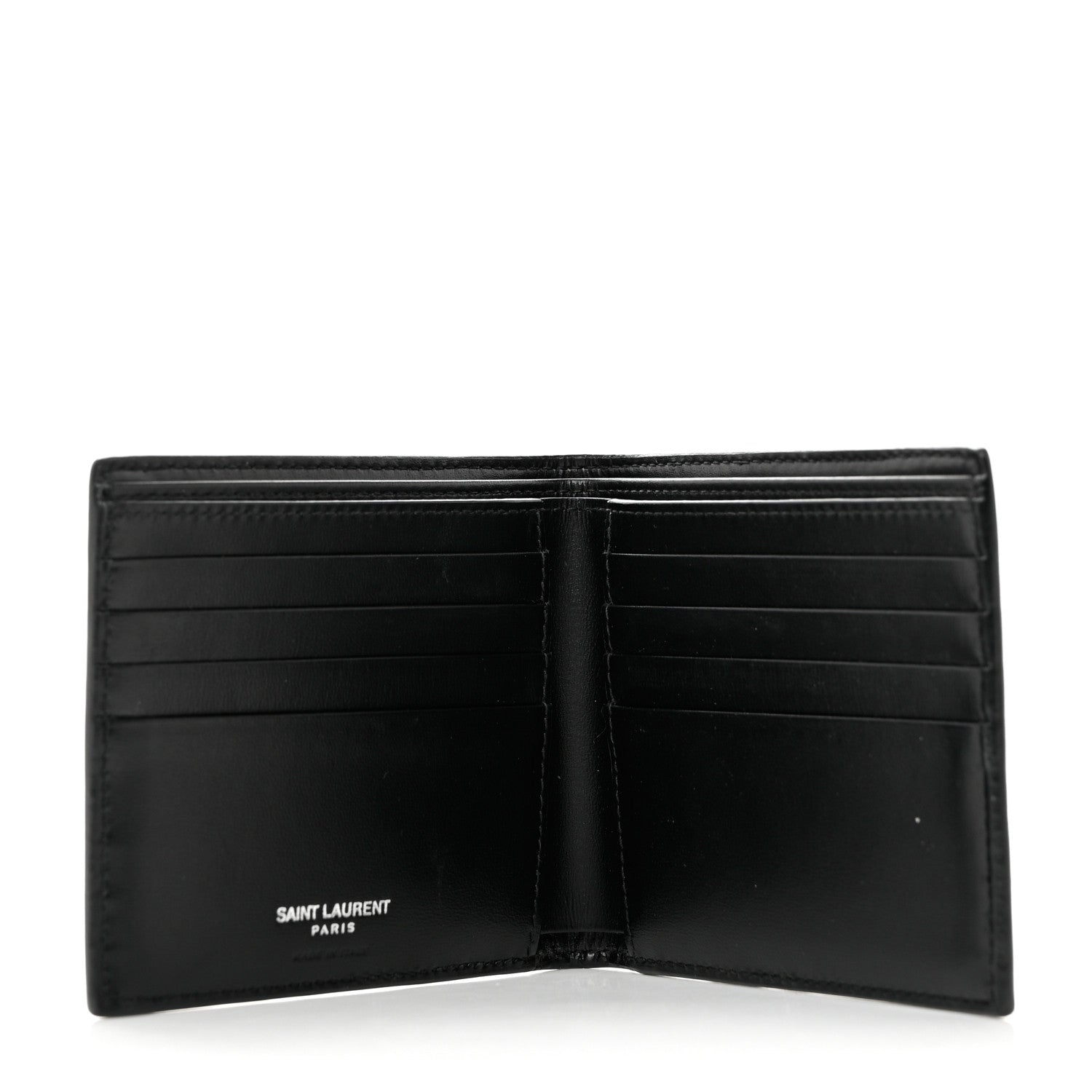 Saint Laurent Matte Calfskin Tiny Cassandre East West Wallet Black 5 of 7