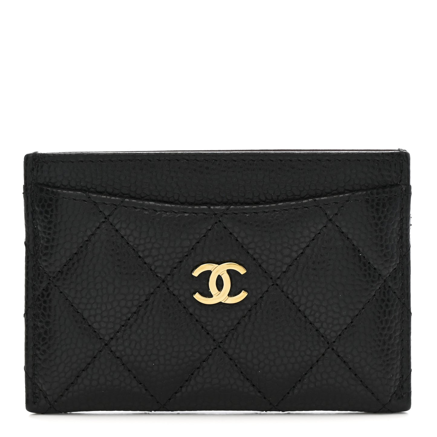Caviar Quilted Card Holder Black