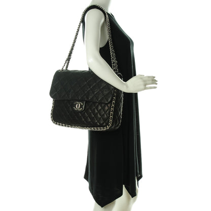 Chanel Crumpled Lambskin Quilted Maxi Chain Around Flap Black 2 of 7