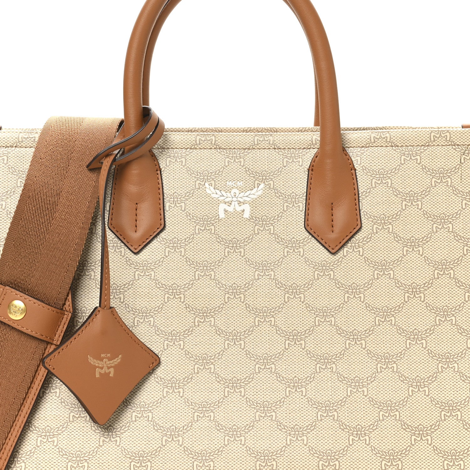 MCM Lauretos Nappa Medium Himmel Shopper Tote Oatmeal 7 of 9
