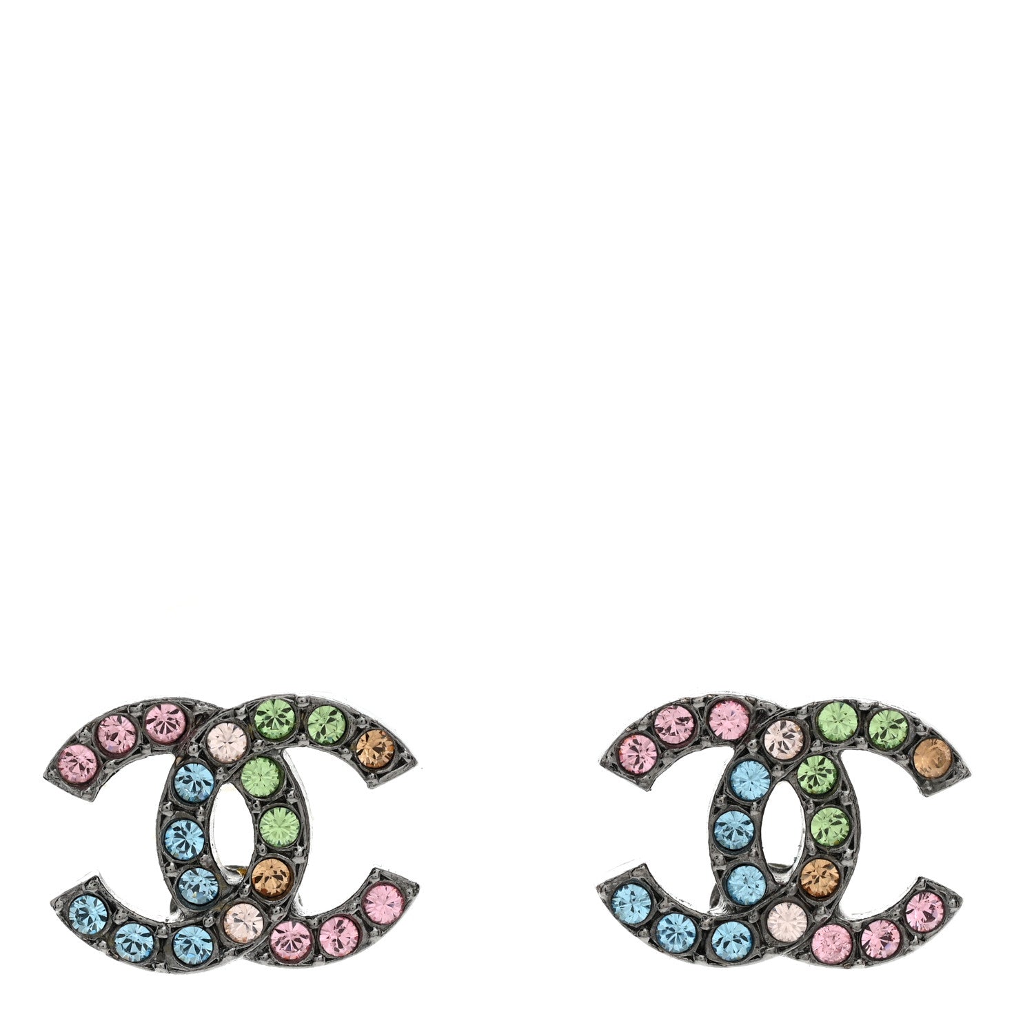 Chanel Ruthenium Crystal CC Earrings Multicolor 1 of 5
