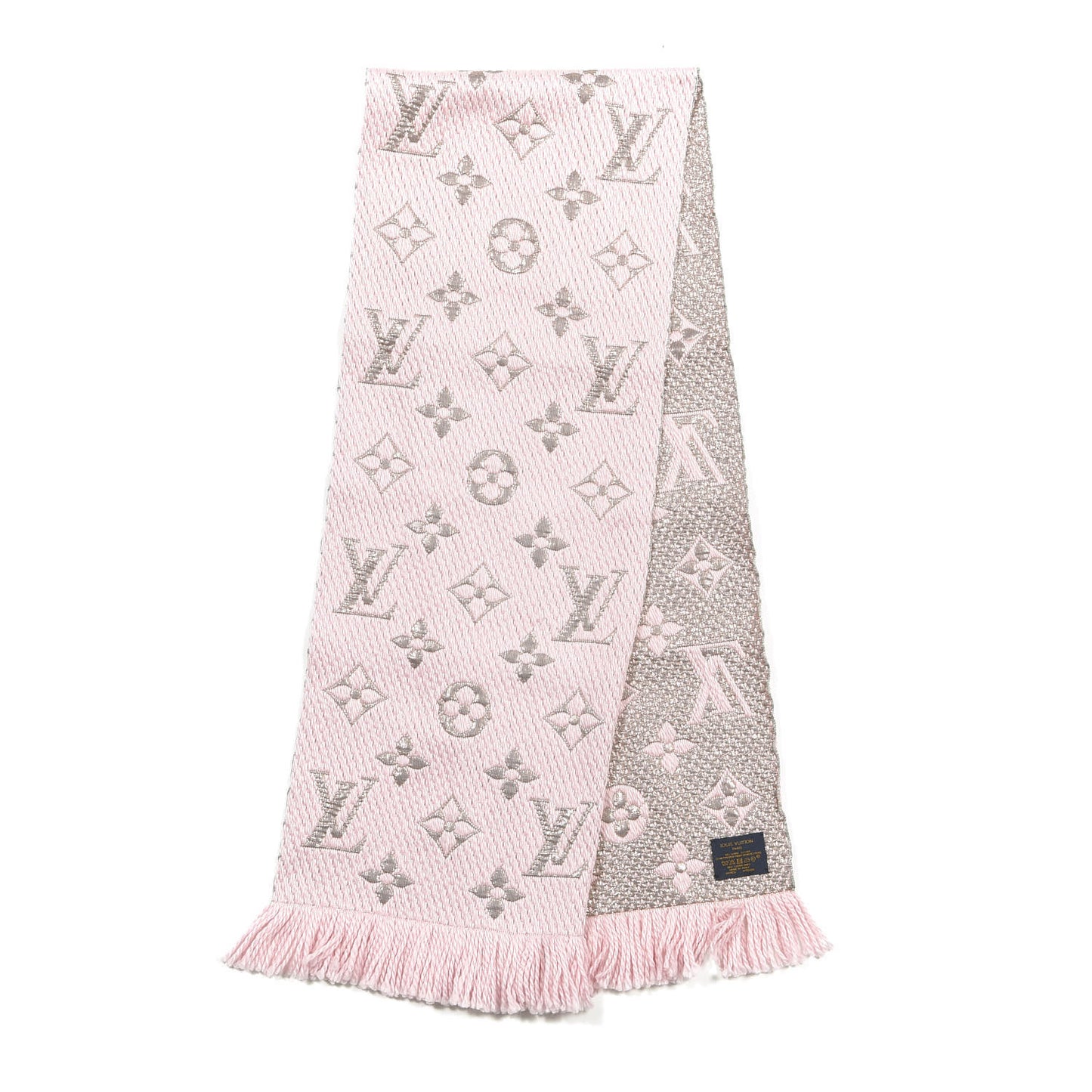 Wool Silk Logomania Shine Scarf Pink