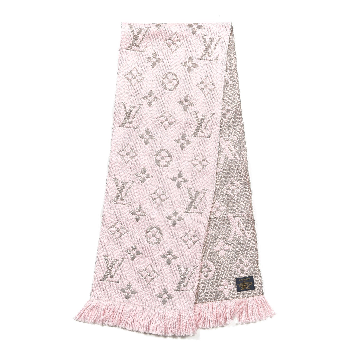 Louis Vuitton Wool Silk Logomania Shine Scarf Pink 2 of 3