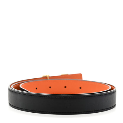 Hermes Epsom Swift 24mm Mini Constance Guilloche H Belt 95/38 Black Orange 3 of 10