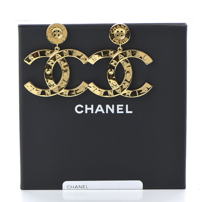Chanel Metal Large Paris Button Earrings Gold 5 of 5