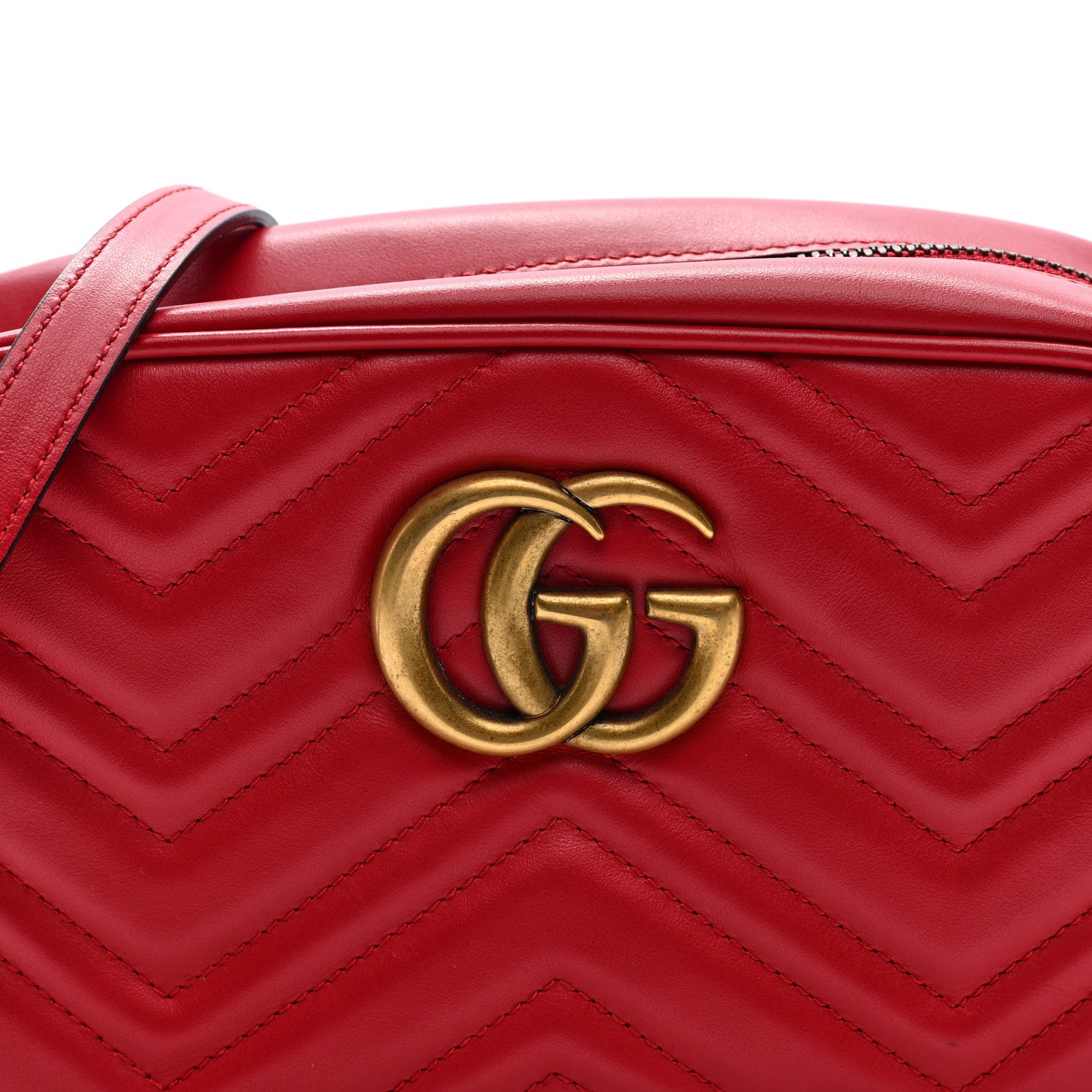 Gucci Calfskin Matelasse Small GG Marmont Chain Shoulder Bag Hibiscus Red 7 of 9