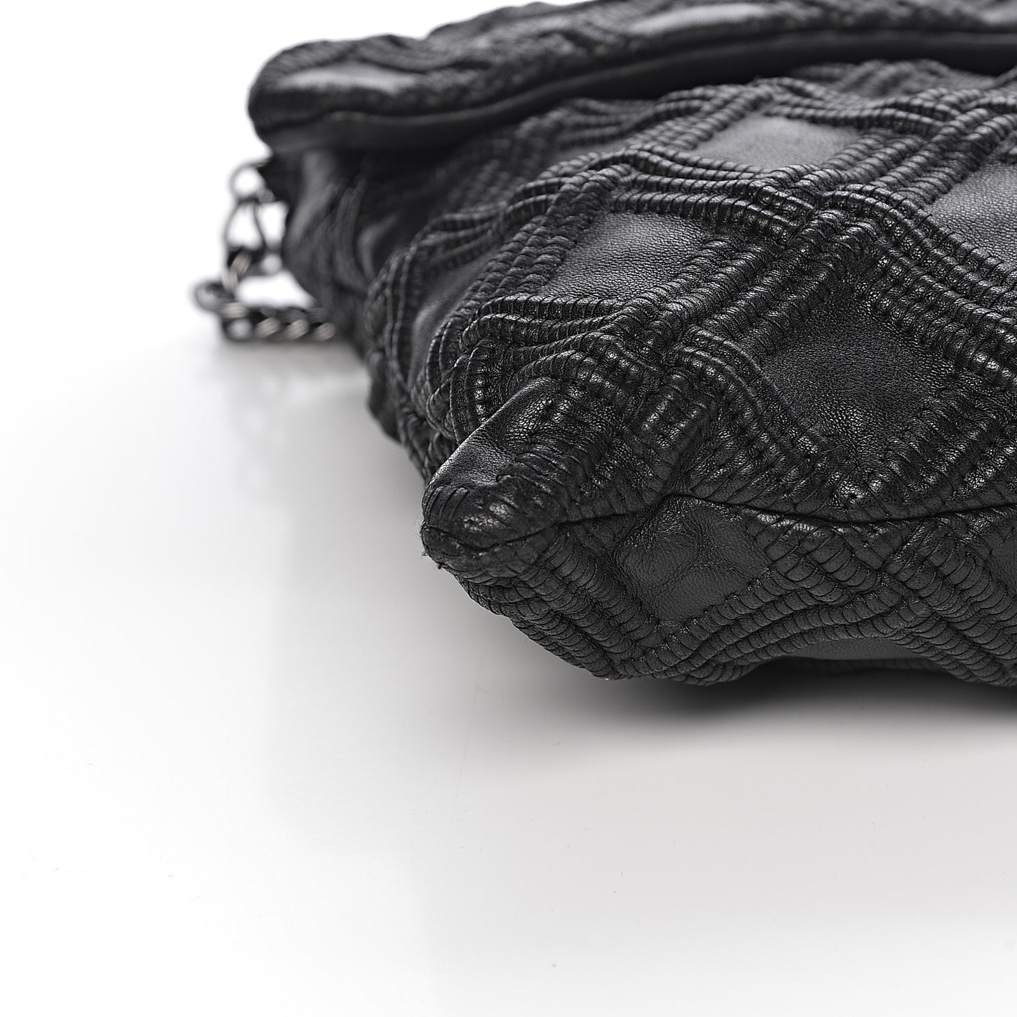 Lambskin Stitched Large Walk Of Fame Flap Black