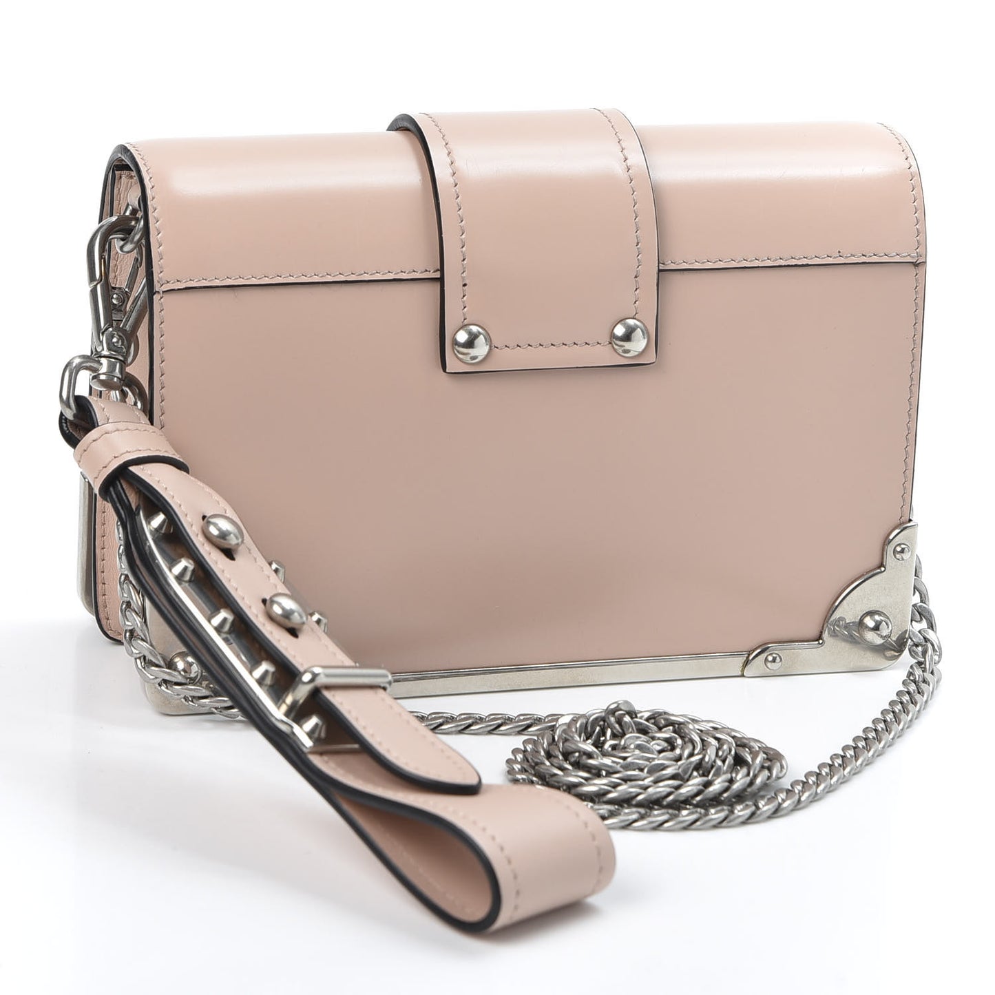 Spazzolato Soft Calf Cahier Chain Wristlet Clutch Pesca