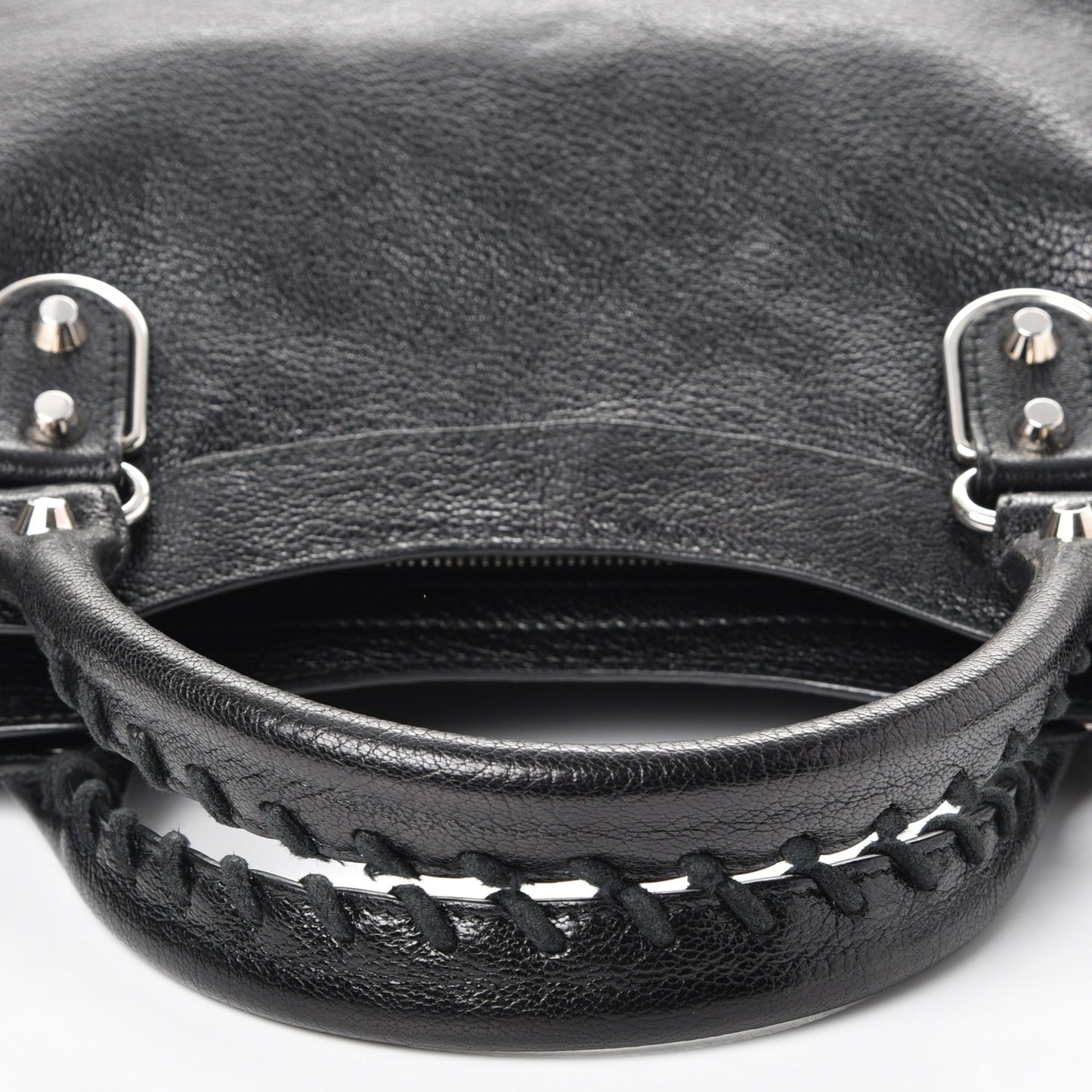 Chevre Silver Metallic Edge Hardware Town Black