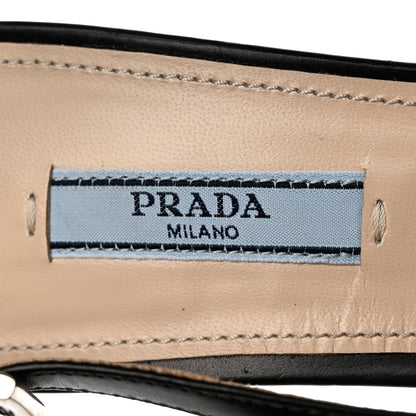 Prada Nappa Triangle Logo Pointed Toe Slingback Pumps 39 Black 6 of 12