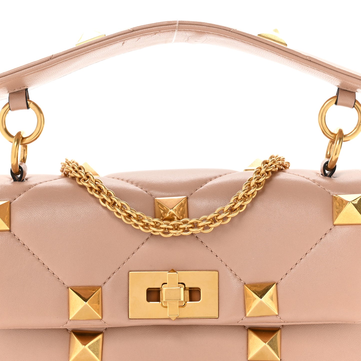 Nappa Medium Roman Stud Shoulder Bag Rose Cannelle