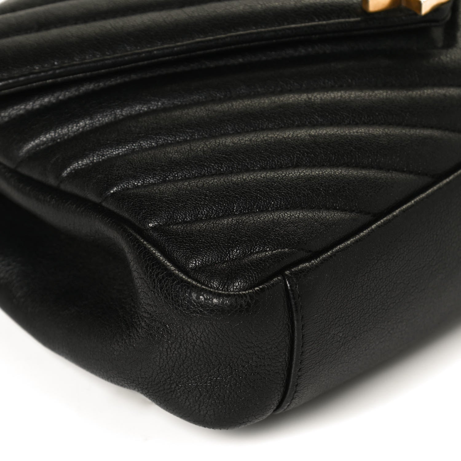 Saint Laurent Sheepskin Matelasse Chevron Monogram Medium College Bag Black 11 of 14