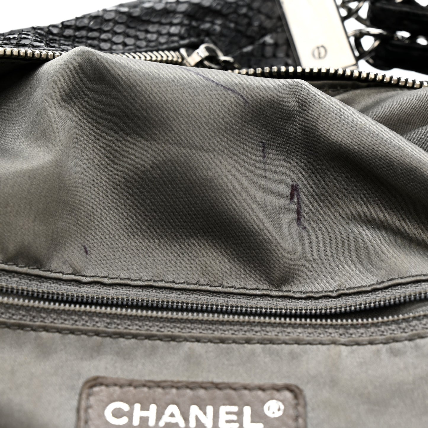 Snakeskin Rock and Chain Hobo Black