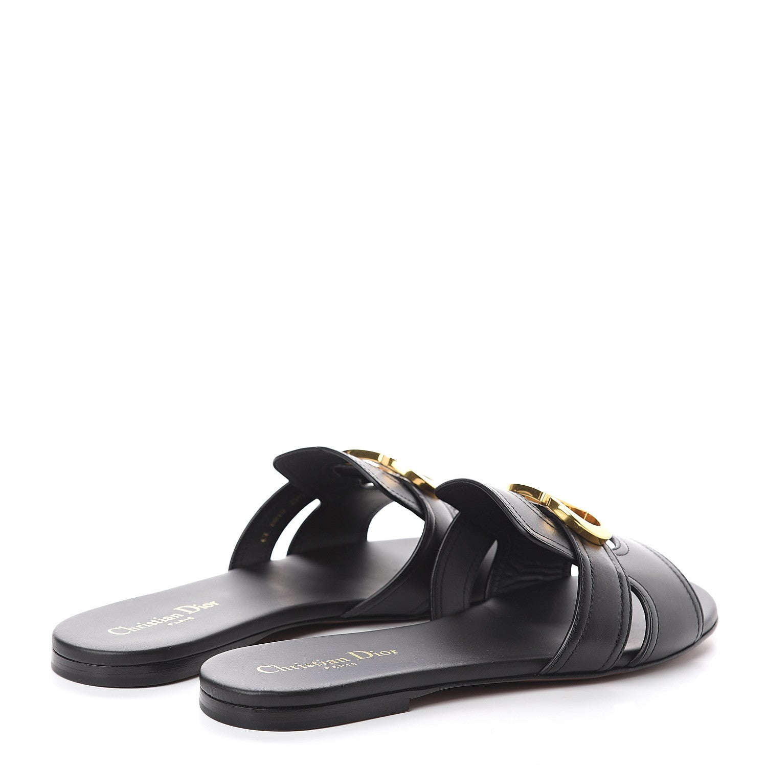 Christian Dior Calfskin 30 Montaigne Flat Slide Sandals 39.5 Black 4 of 7
