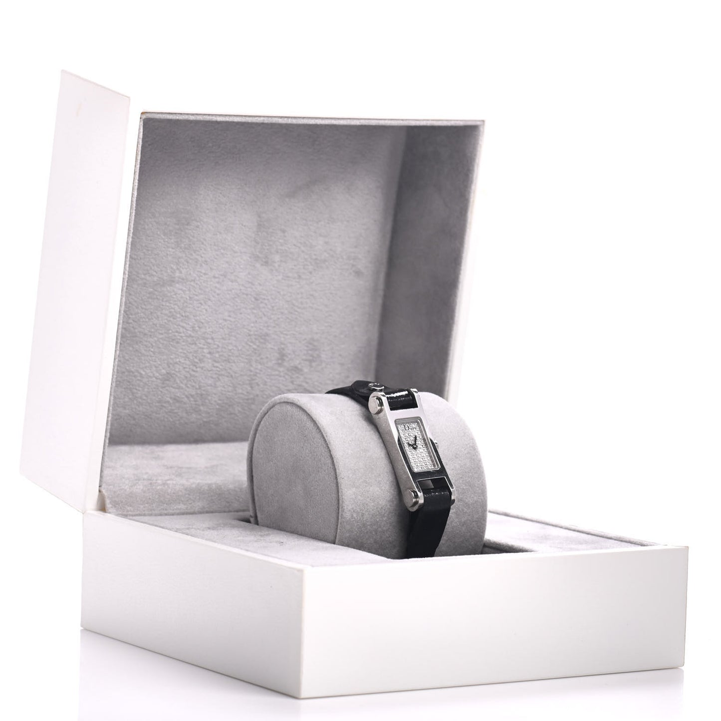 Stainless Steel Calfskin Diamond 12mm Dior66 Quartz Watch Black