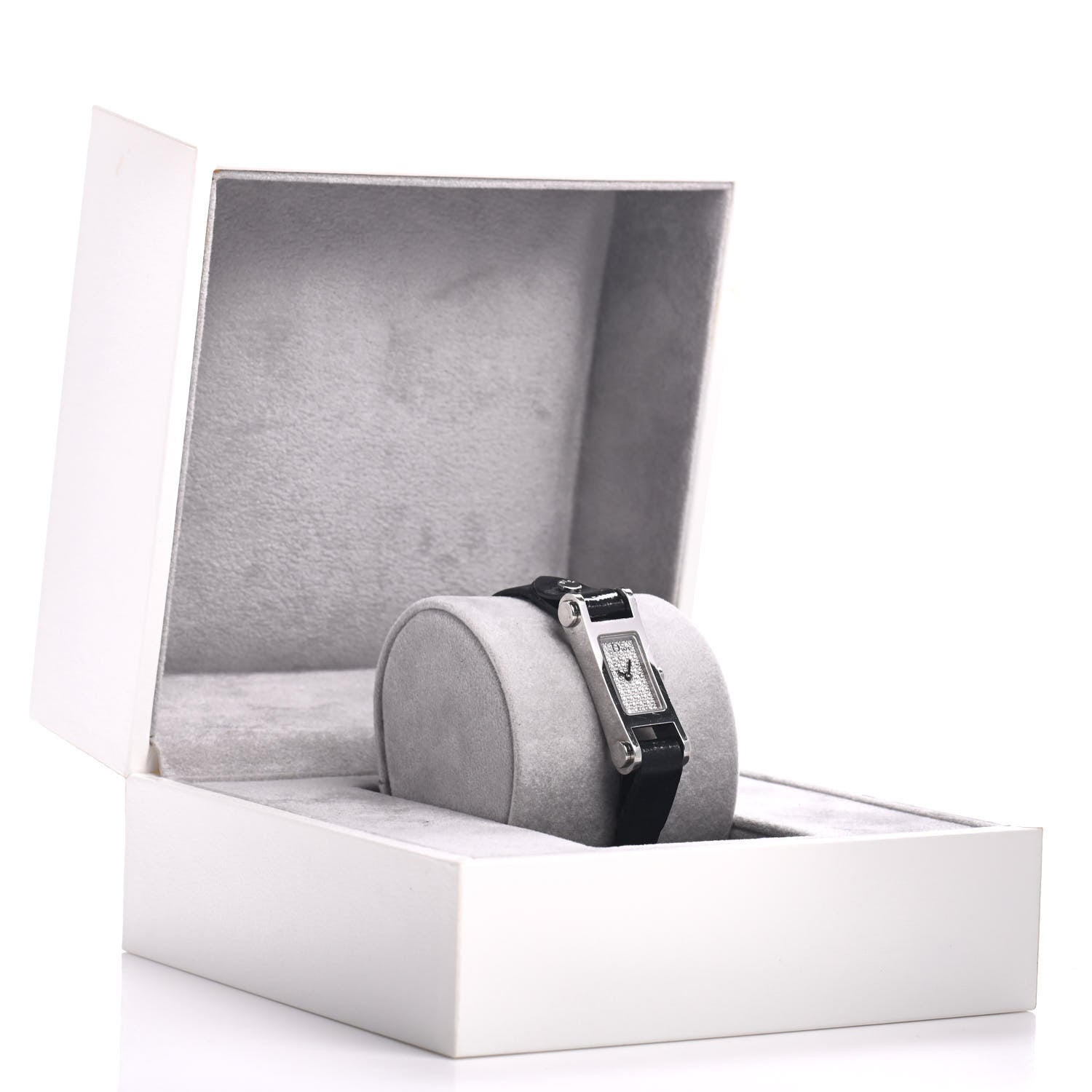 Christian Dior Stainless Steel Calfskin Diamond 12mm Dior66 Quartz Watch Black 5 of 5