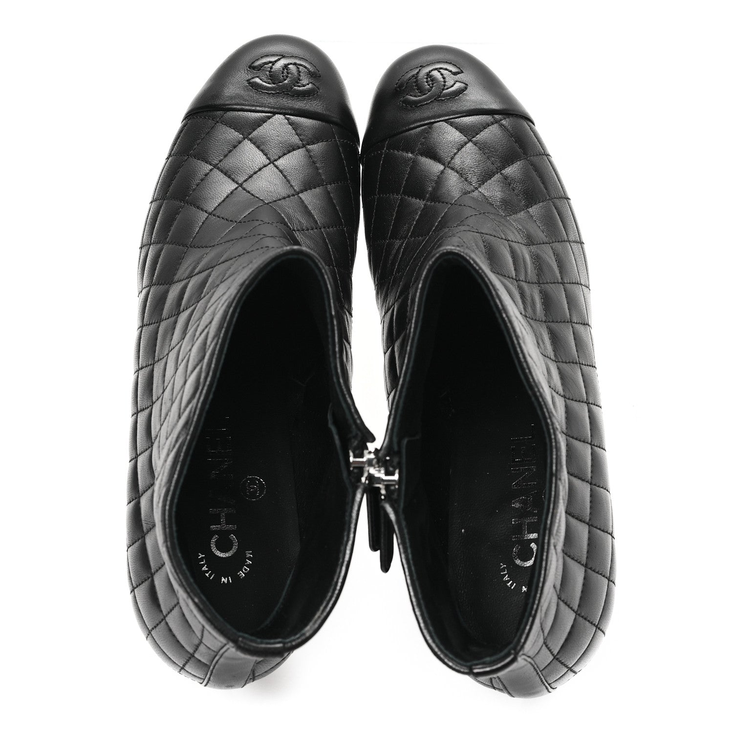 Chanel Lambskin Quilted Cap Toe CC Booties 41 Black 2 of 10