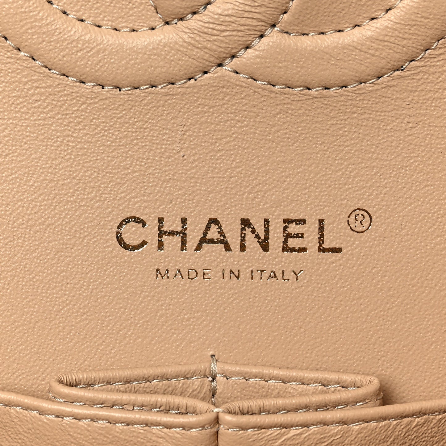 Caviar Quilted Medium Double Flap Beige