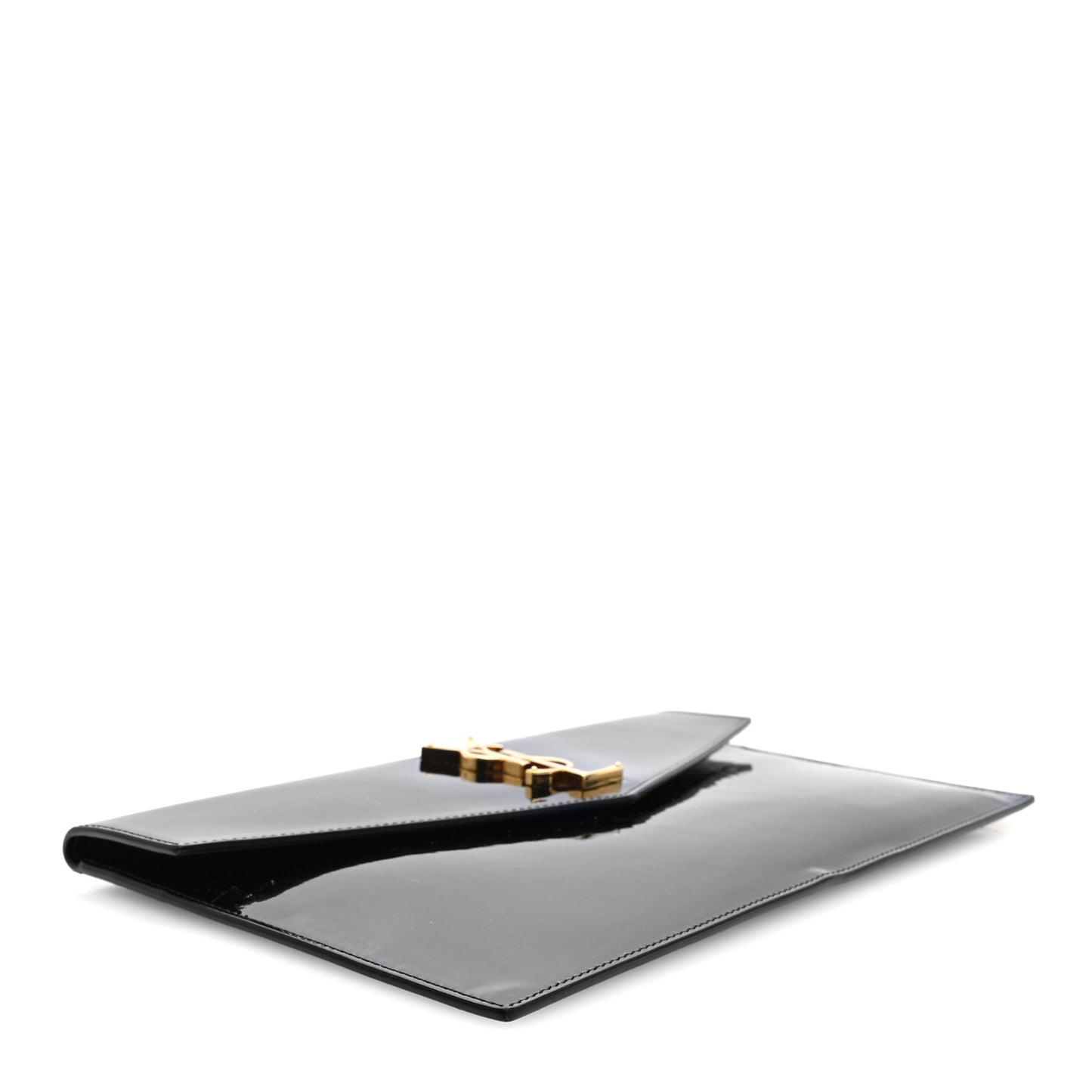 Patent Calfskin Monogram Uptown Clutch Black