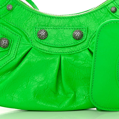 Balenciaga Agneau Arena Crystal Le Cagole Shoulder Bag XS Fluo Green 8 of 14