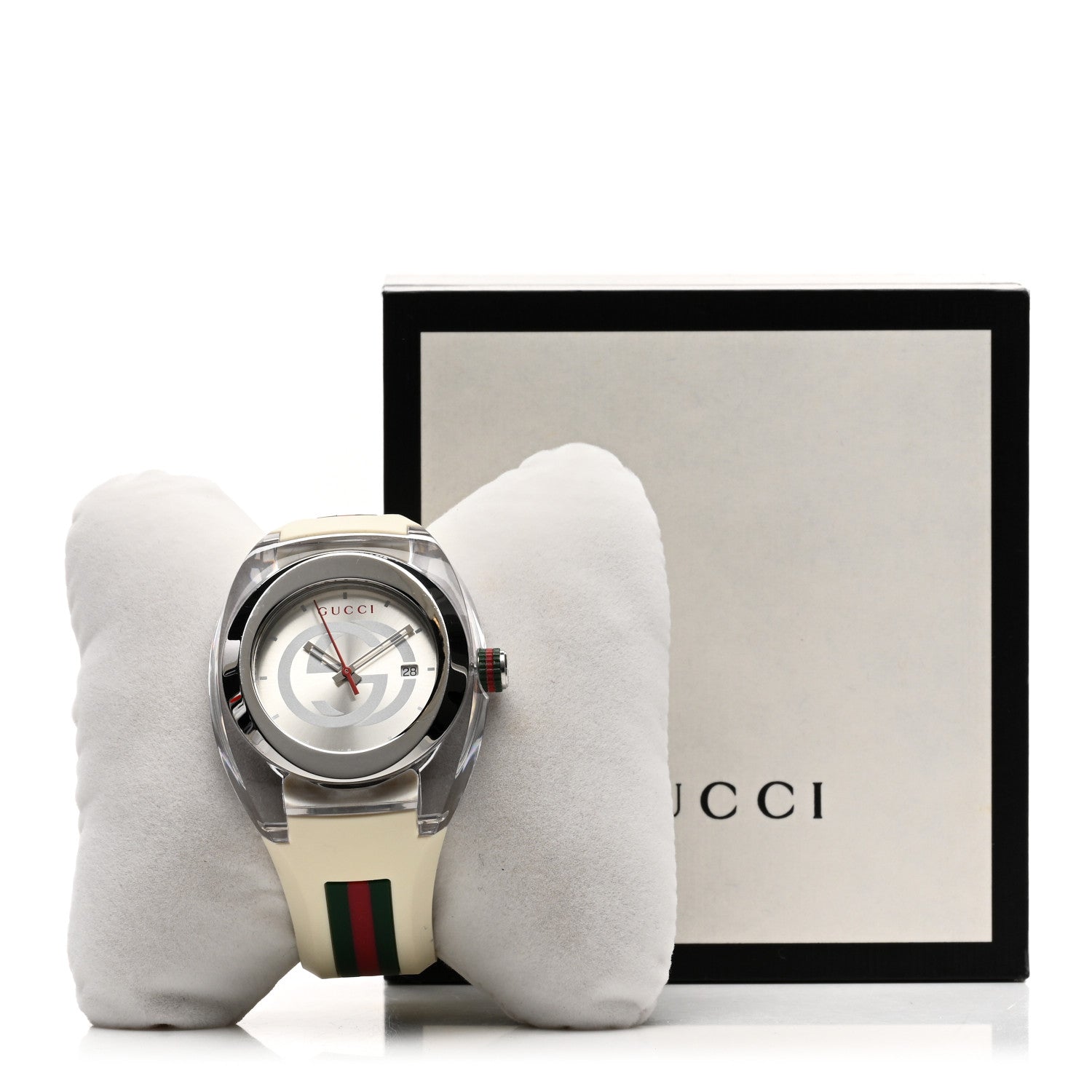 Gucci Stainless Steel Rubber 46mm Sync Web Quartz Watch White 5 of 5