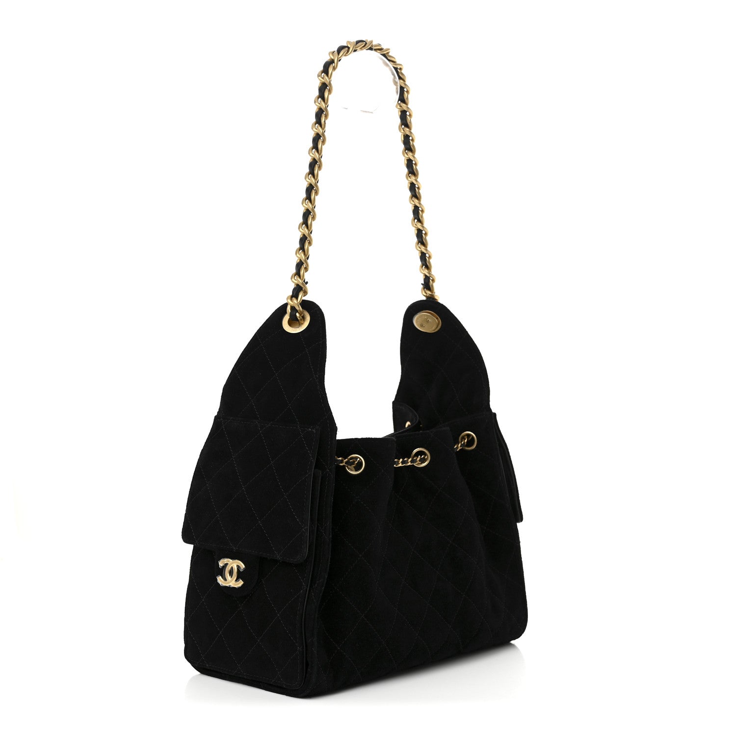 Chanel Suede Quilted Small Chanel 25 Handbag Black 3 of 11