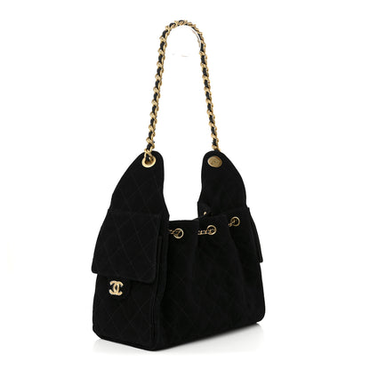 Chanel Suede Quilted Small Chanel 25 Handbag Black 3 of 11