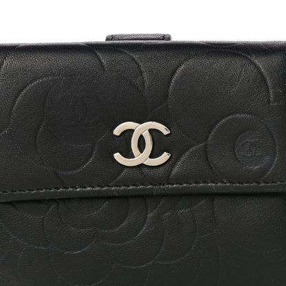Chanel Lambskin Embossed Camellia French Wallet Black 8 of 21