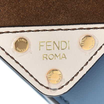 Fendi Vitello Grace Suede Small Flip Tote Azzurro Merlino Marrone Camelia 8 of 10