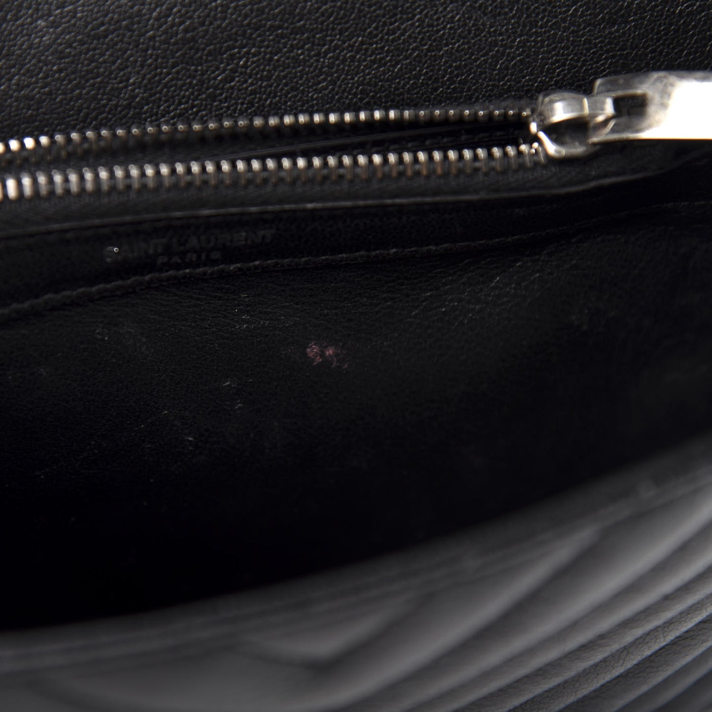 Sheepskin Matelasse Chevron Monogram Medium College Bag Black
