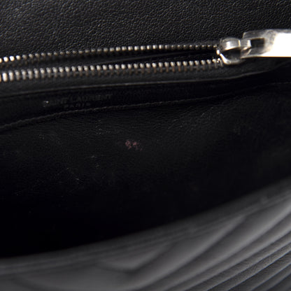 Saint Laurent Sheepskin Matelasse Chevron Monogram Medium College Bag Black 11 of 15