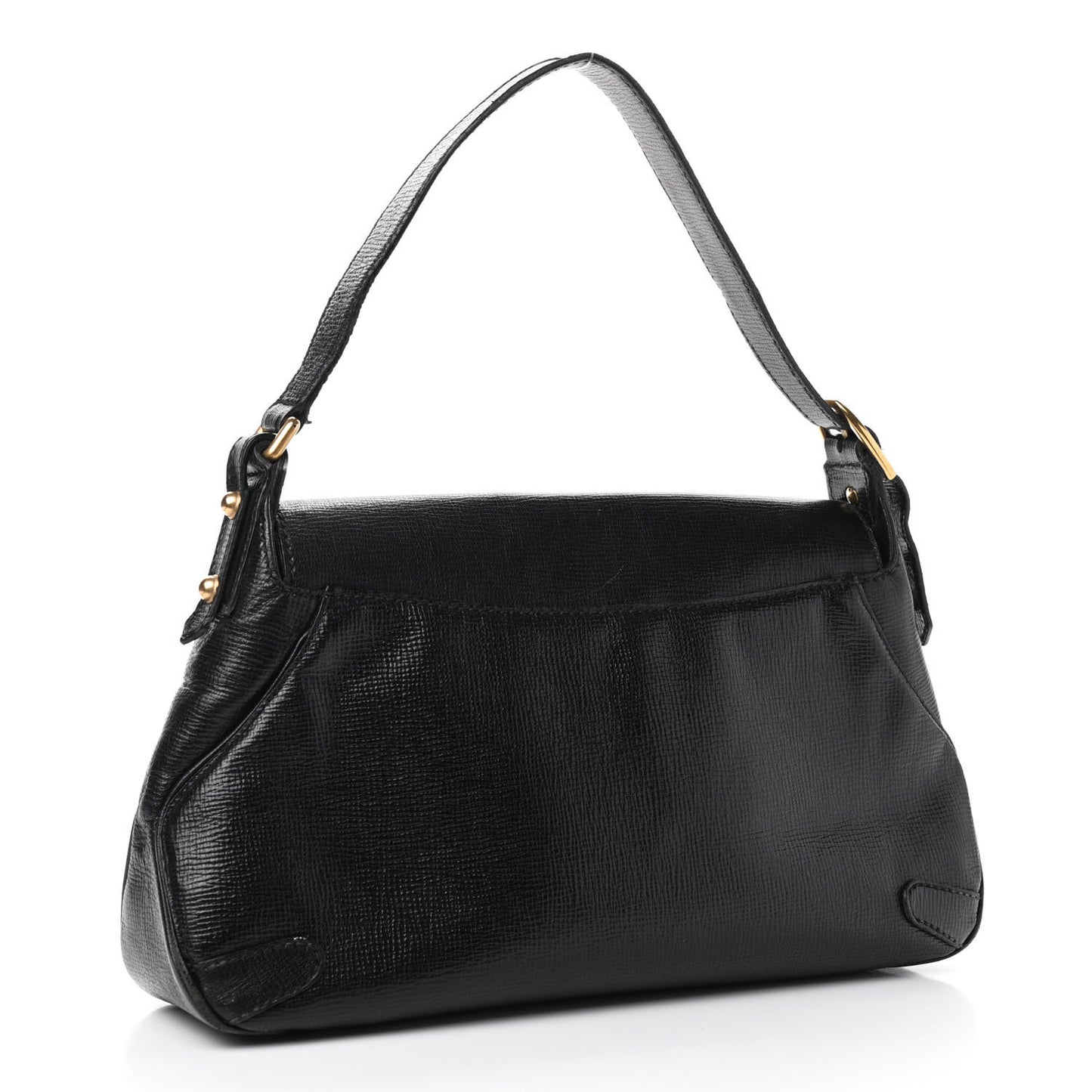 Leather Horsebit Flap Bag Black
