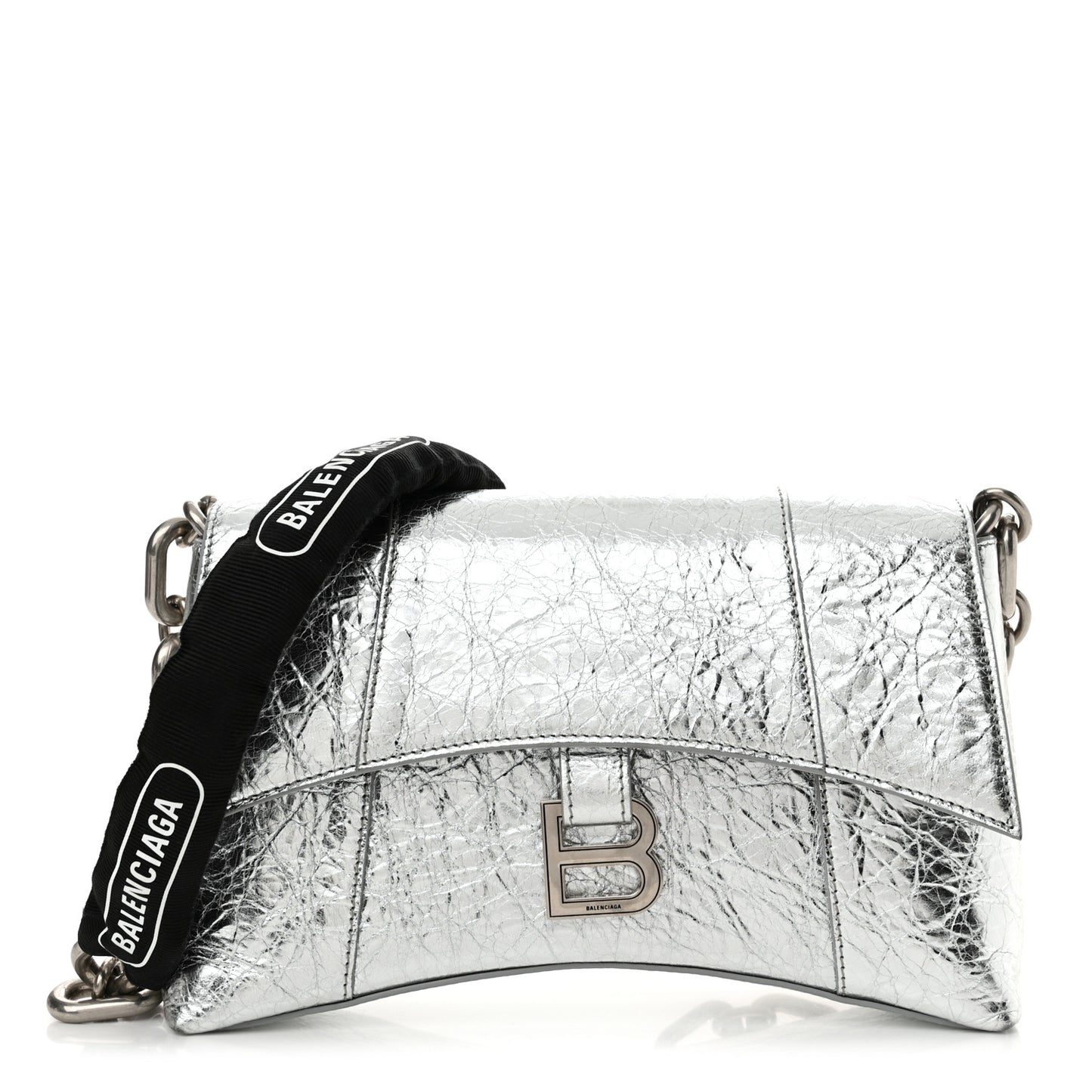 Metallic Calfskin Downtown Chain Shoulder Bag XS Silver