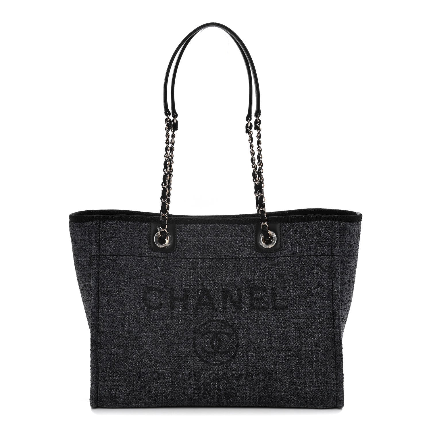 Chanel Lurex Boucle Small Deauville Tote Black 2 of 9