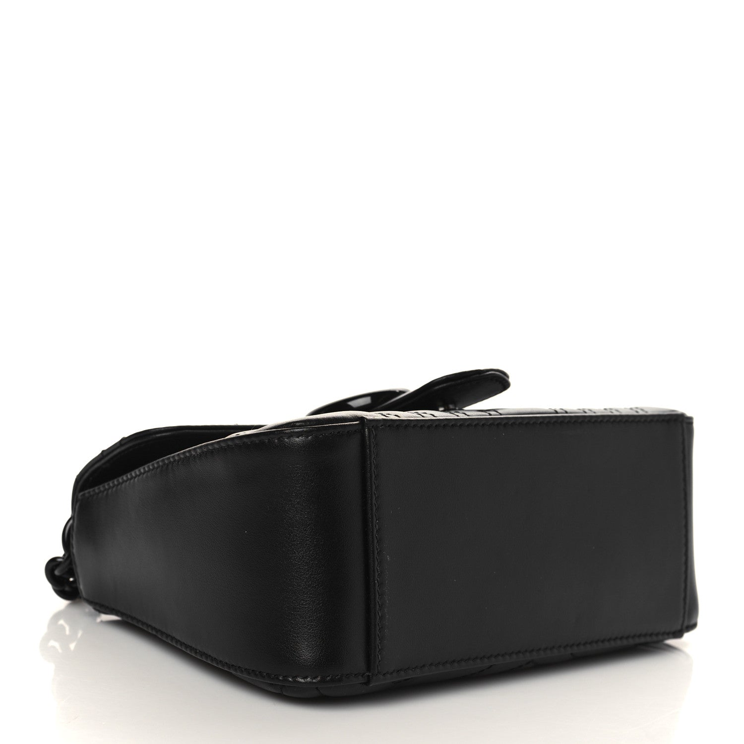Gucci Calfskin Matelasse Monochrome Mini GG Marmont Top Handle Shoulder Bag Black 4 of 6