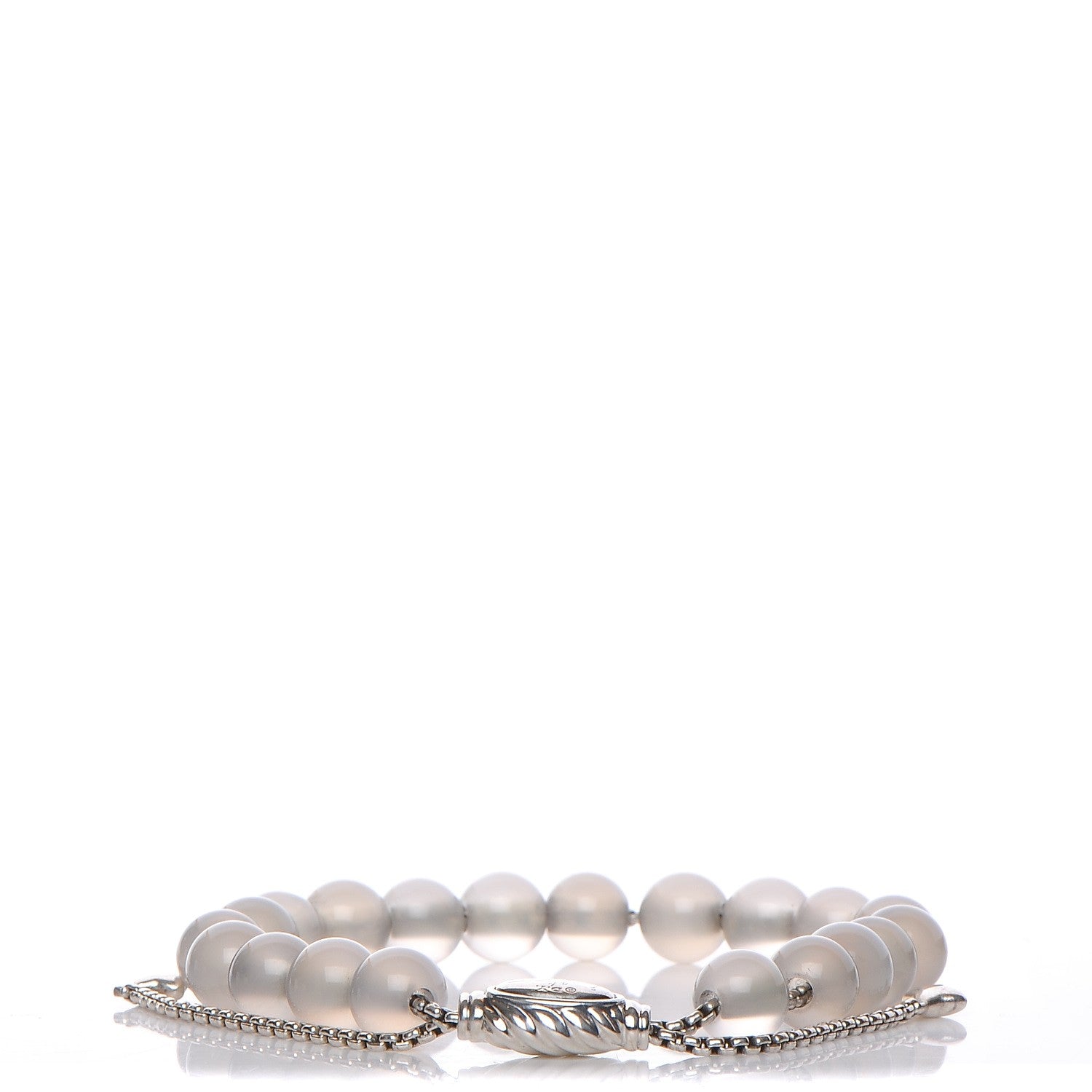 David Yurman Sterling Silver Chalcedony 8mm Spiritual Beads Adjustable Bracelet 1 of 4