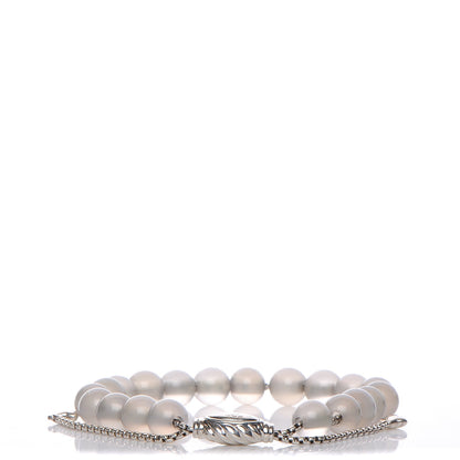 David Yurman Sterling Silver Chalcedony 8mm Spiritual Beads Adjustable Bracelet 1 of 4