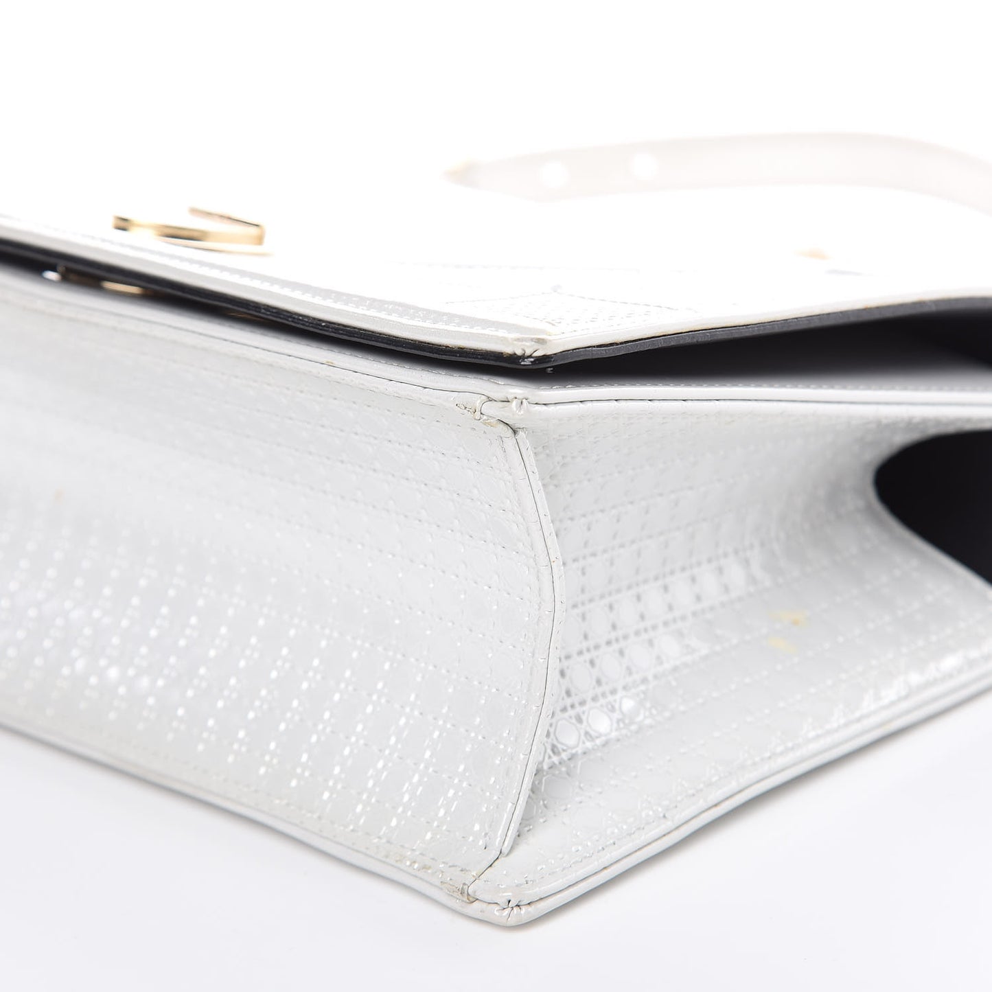 Patent Micro-Cannage Medium Diorama Flap Bag White