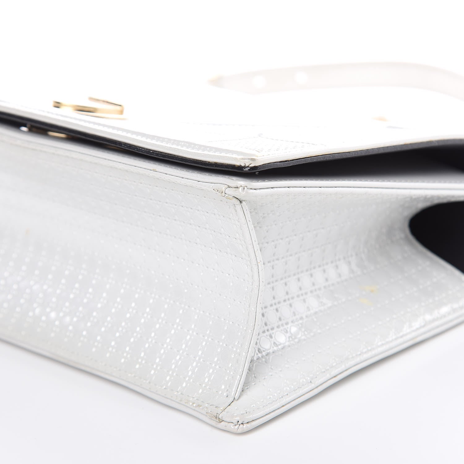 Christian Dior Patent Micro-Cannage Medium Diorama Flap Bag White 8 of 14