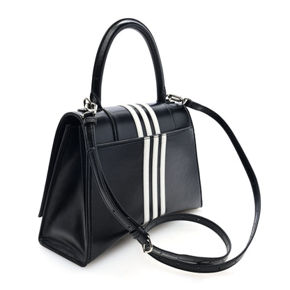 Balenciaga X ADIDAS Shiny Box Calfskin Medium Hourglass Top Handle Bag Black White 3 of 9